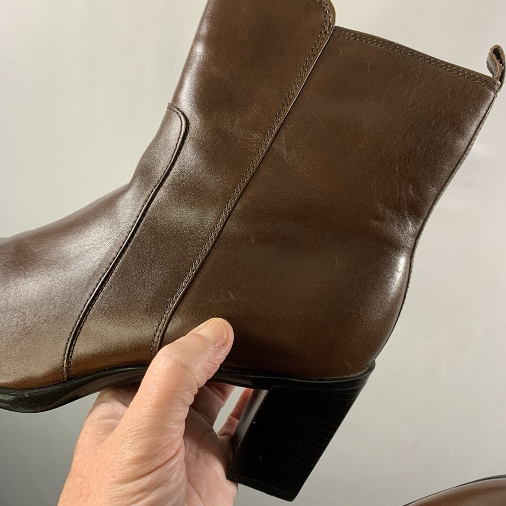 Antonio Melani Womens Leather Heeled Boots 9.5 M Brown Y2K Minimalist Euro Chic - Picture 9 of 14